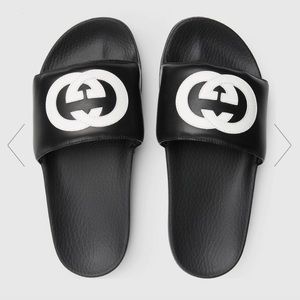 NWT Gucci Interlocking G Leather Slide Sandal